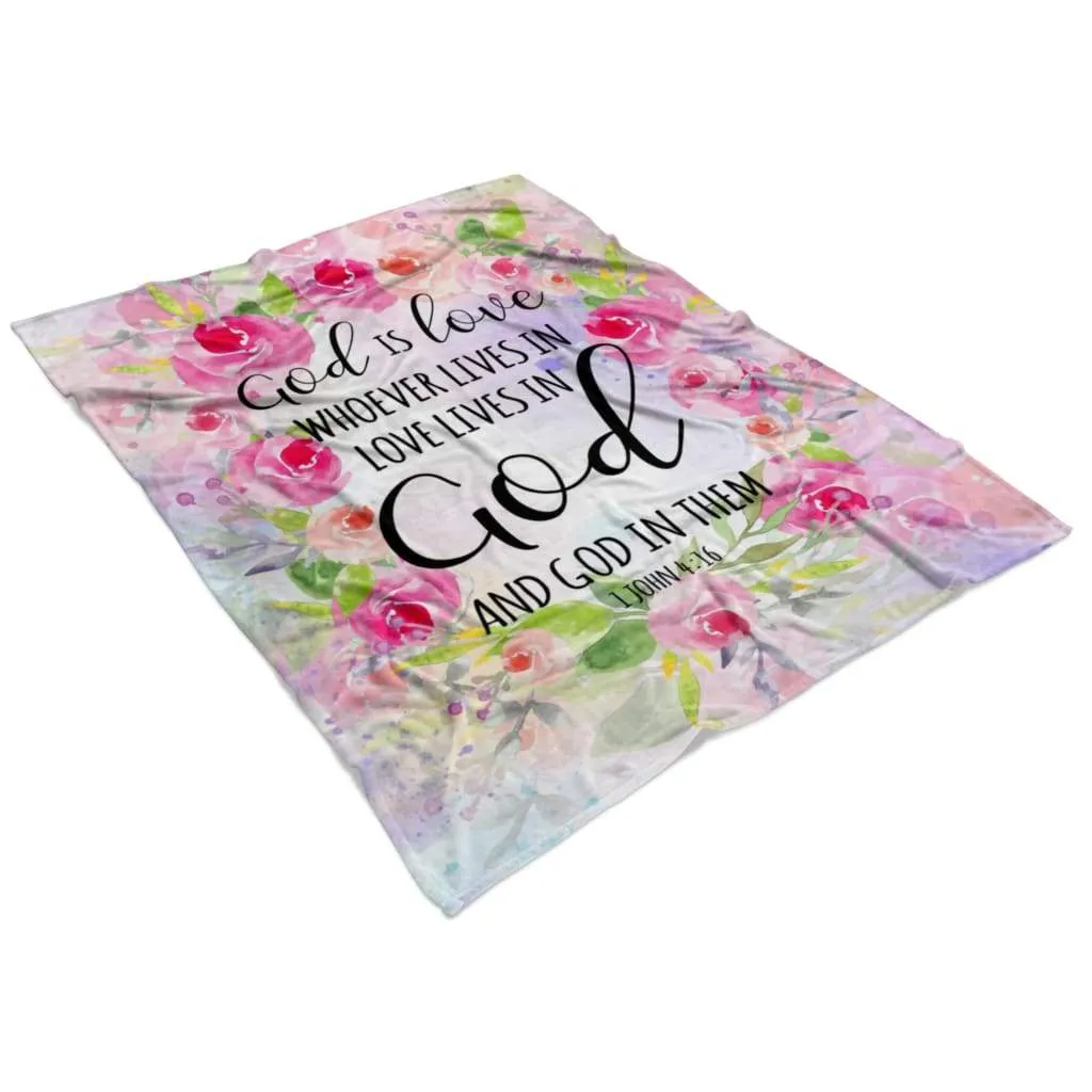 1 John 416 God Is Love Fleece Blanket - Christian Blanket - Bible Verse Blanket