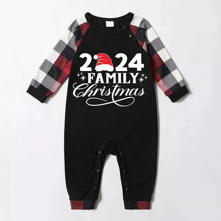 2024 Family Christmas Black Plaid Monogrammed Pajama Set