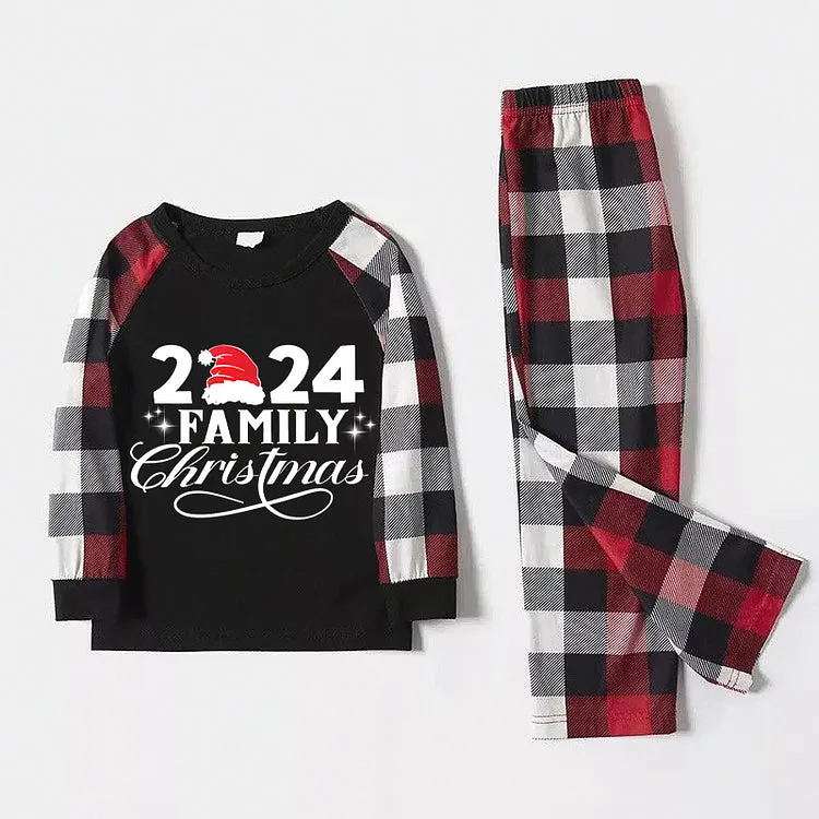 2024 Family Christmas Black Plaid Monogrammed Pajama Set