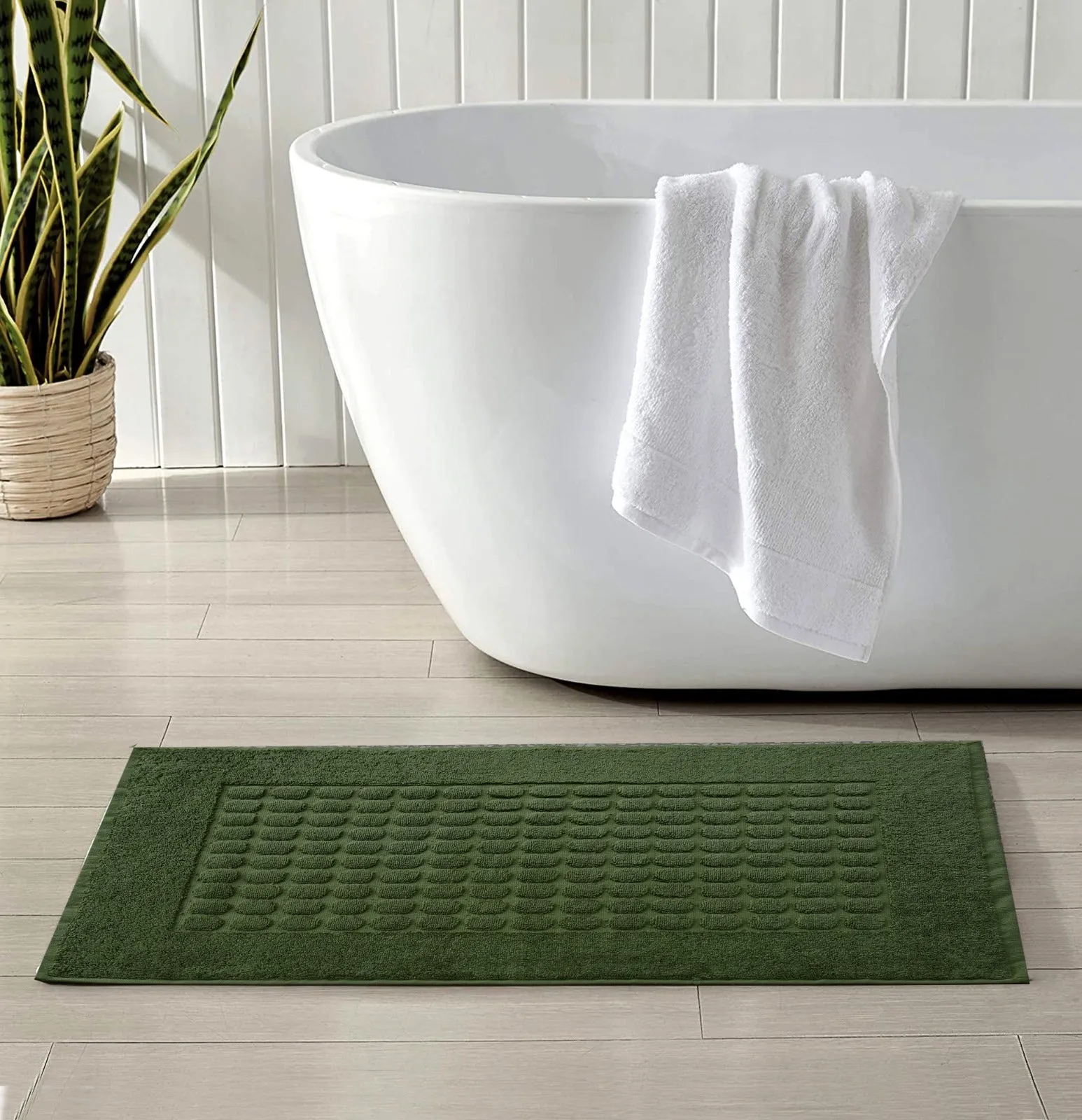 2Pcs 100% Cotton Bath Mat-Green