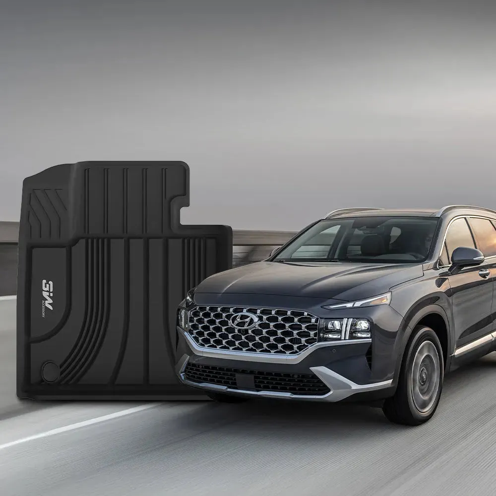 3W Hyundai Santa Fe 5 Seat 2021-2023 (Not for Hybrid) Custom Floor Mats TPE Material & All-Weather Protection