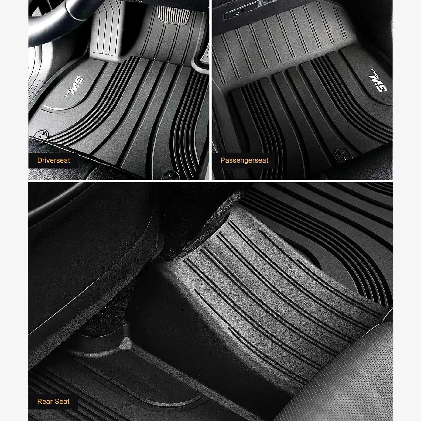 3W Hyundai Santa Fe 5 Seat 2021-2023 (Not for Hybrid) Custom Floor Mats TPE Material & All-Weather Protection