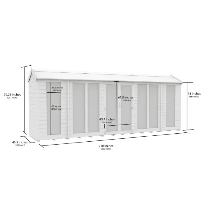 4ft x 18ft Apex Summer House (Full Height Window)