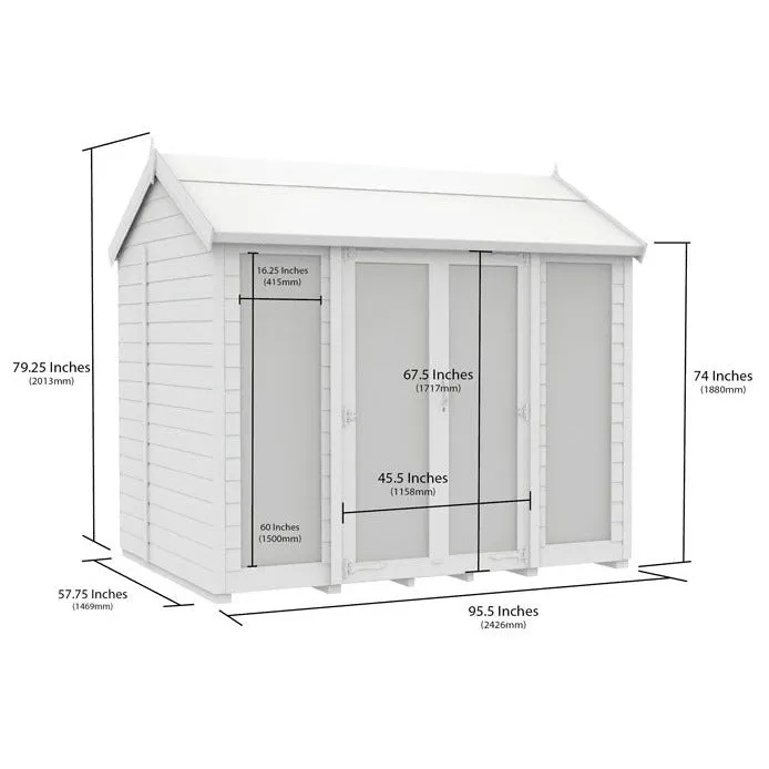 5ft x 8ft Apex Summer House (Full Height Window)