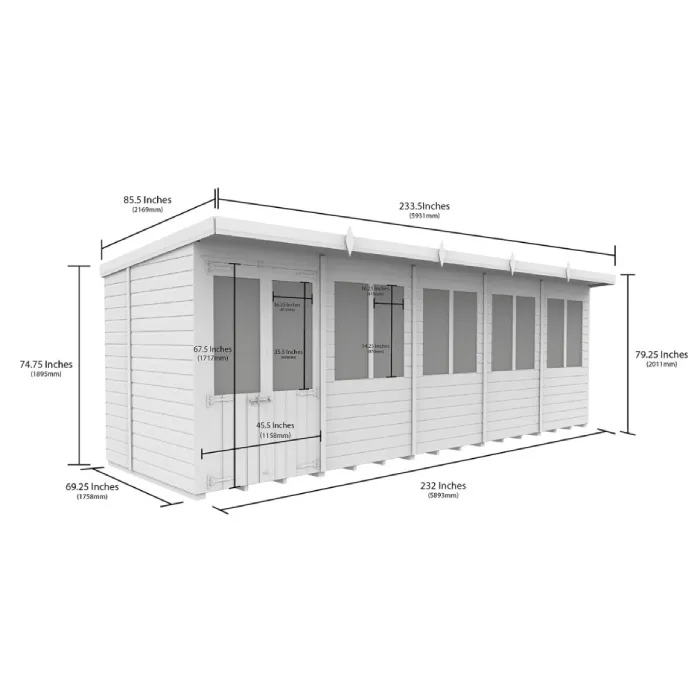 6ft x 20ft Pent Summer House