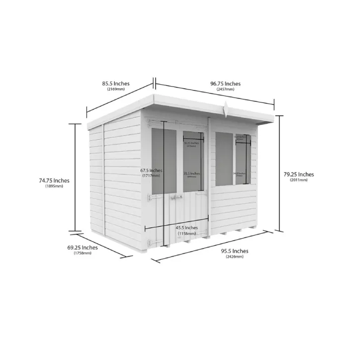 6ft x 8ft Pent Summer House