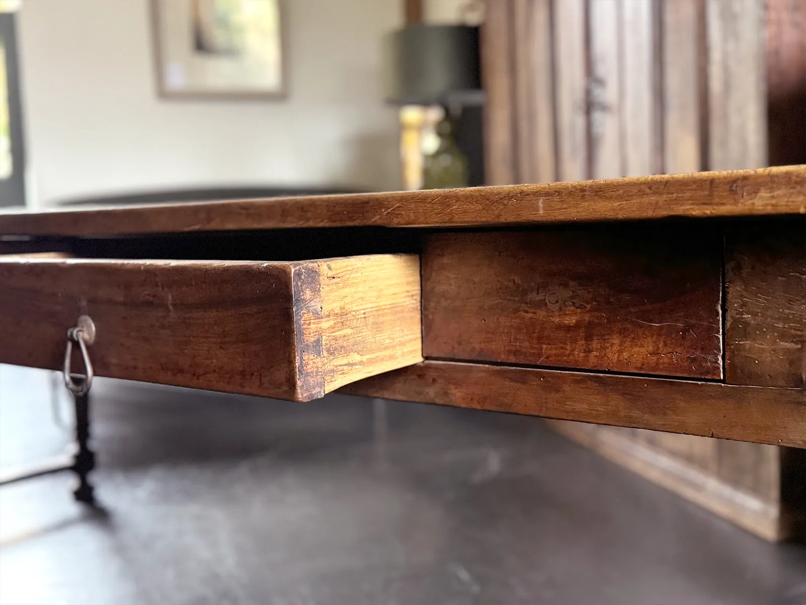 A Late 18th C/Early 19th C Walnut Dining Table of Beautiful Colour with Secret Drawer