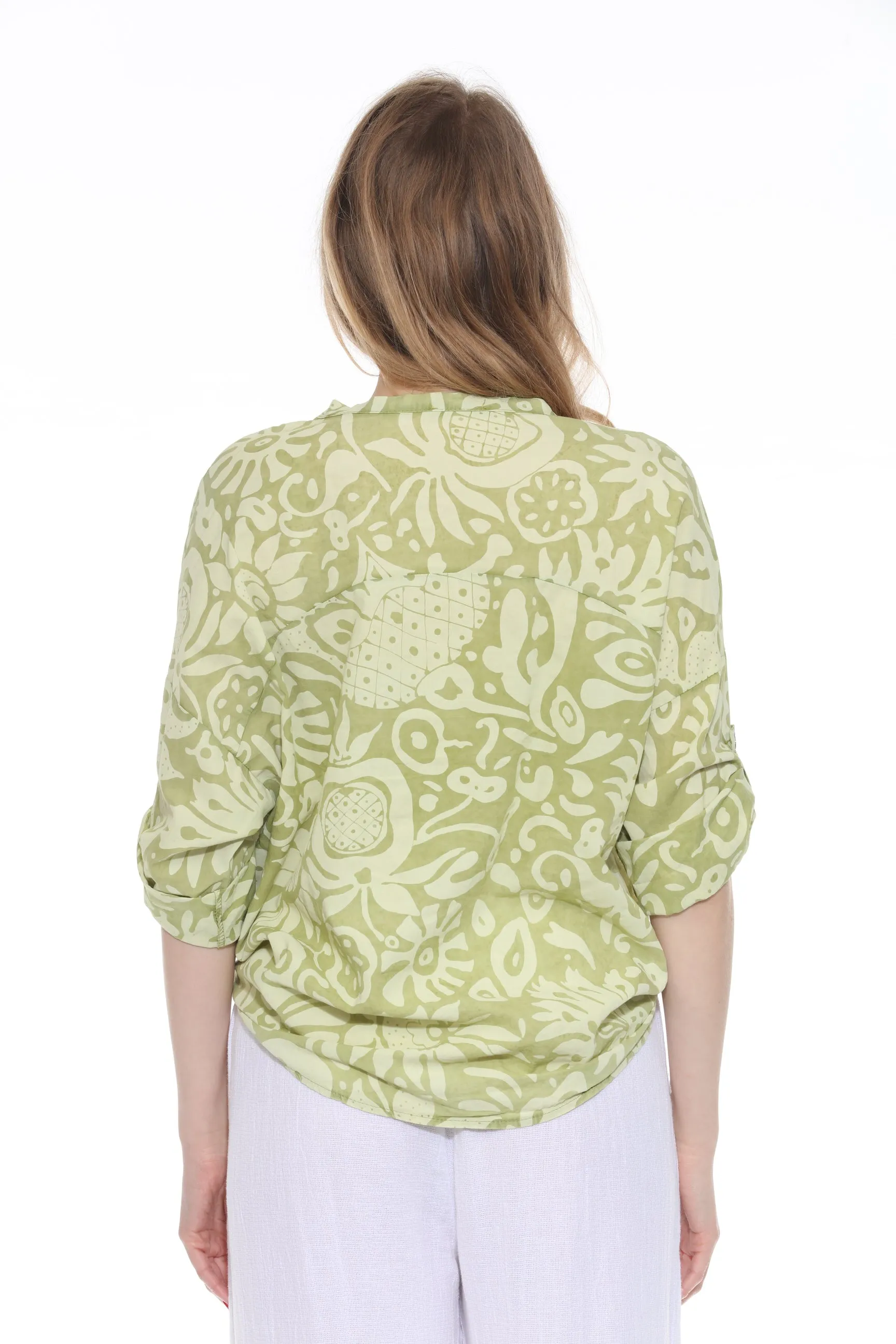 Abstract Tie Front Cotton Top
