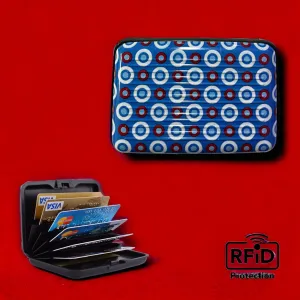 Aluminum Card Wallet - Unique and Durable - Blue/Red Circles