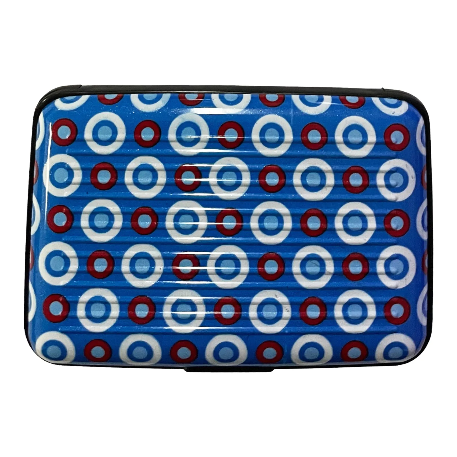 Aluminum Card Wallet - Unique and Durable - Blue/Red Circles