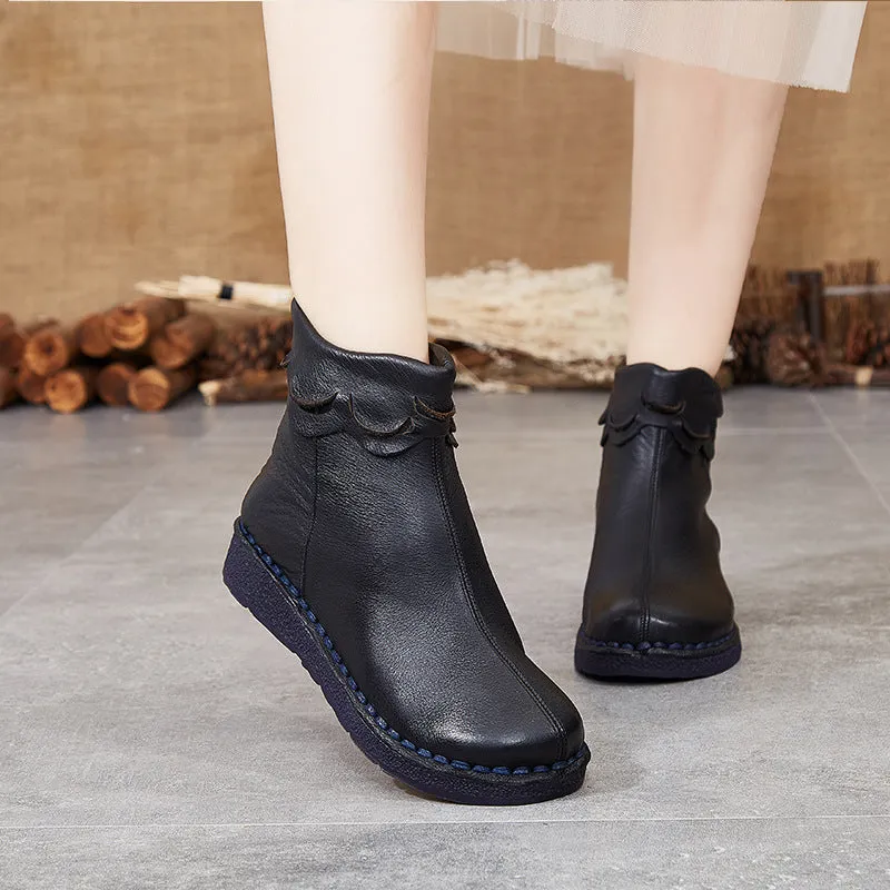 Autumn Winter Soft Handmade Retro Leather Boots