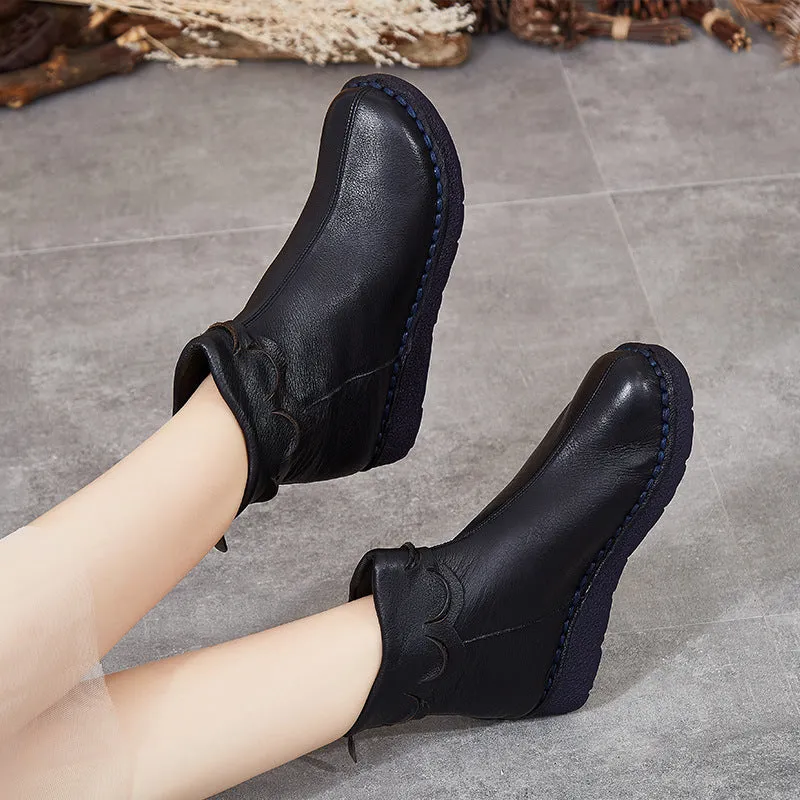 Autumn Winter Soft Handmade Retro Leather Boots