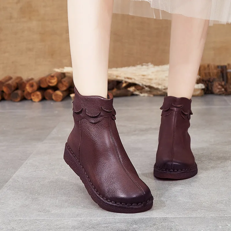 Autumn Winter Soft Handmade Retro Leather Boots