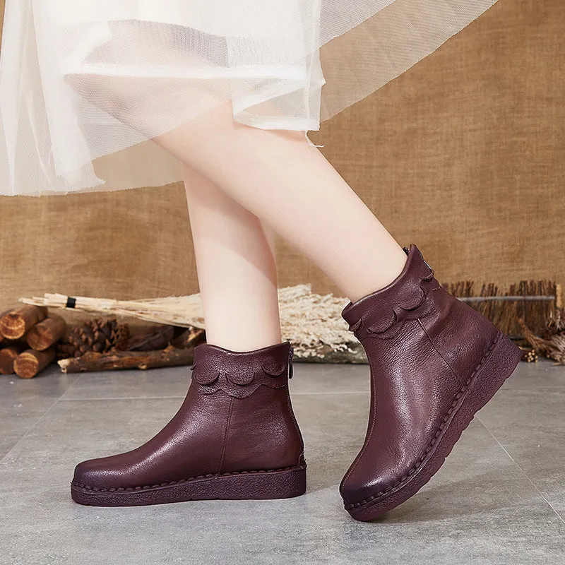 Autumn Winter Soft Handmade Retro Leather Boots