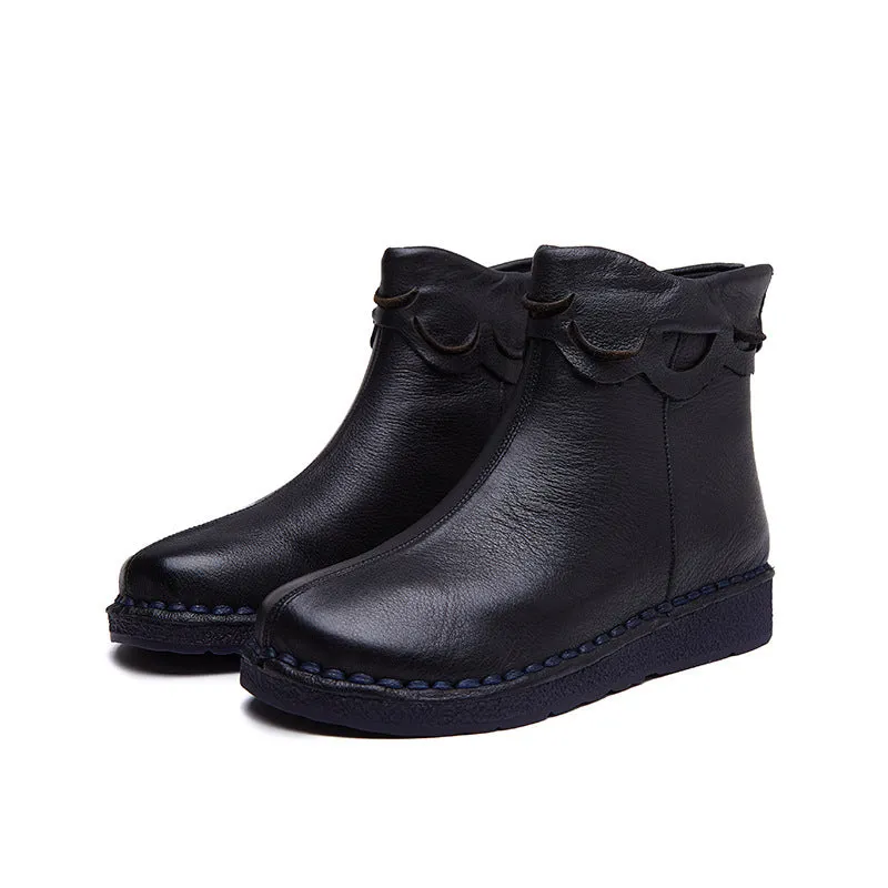 Autumn Winter Soft Handmade Retro Leather Boots
