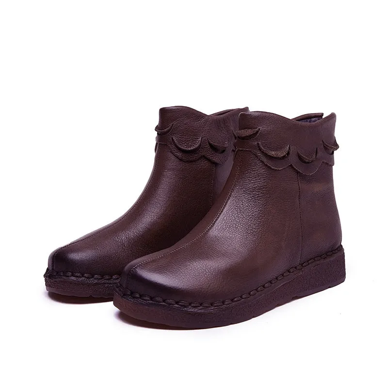 Autumn Winter Soft Handmade Retro Leather Boots
