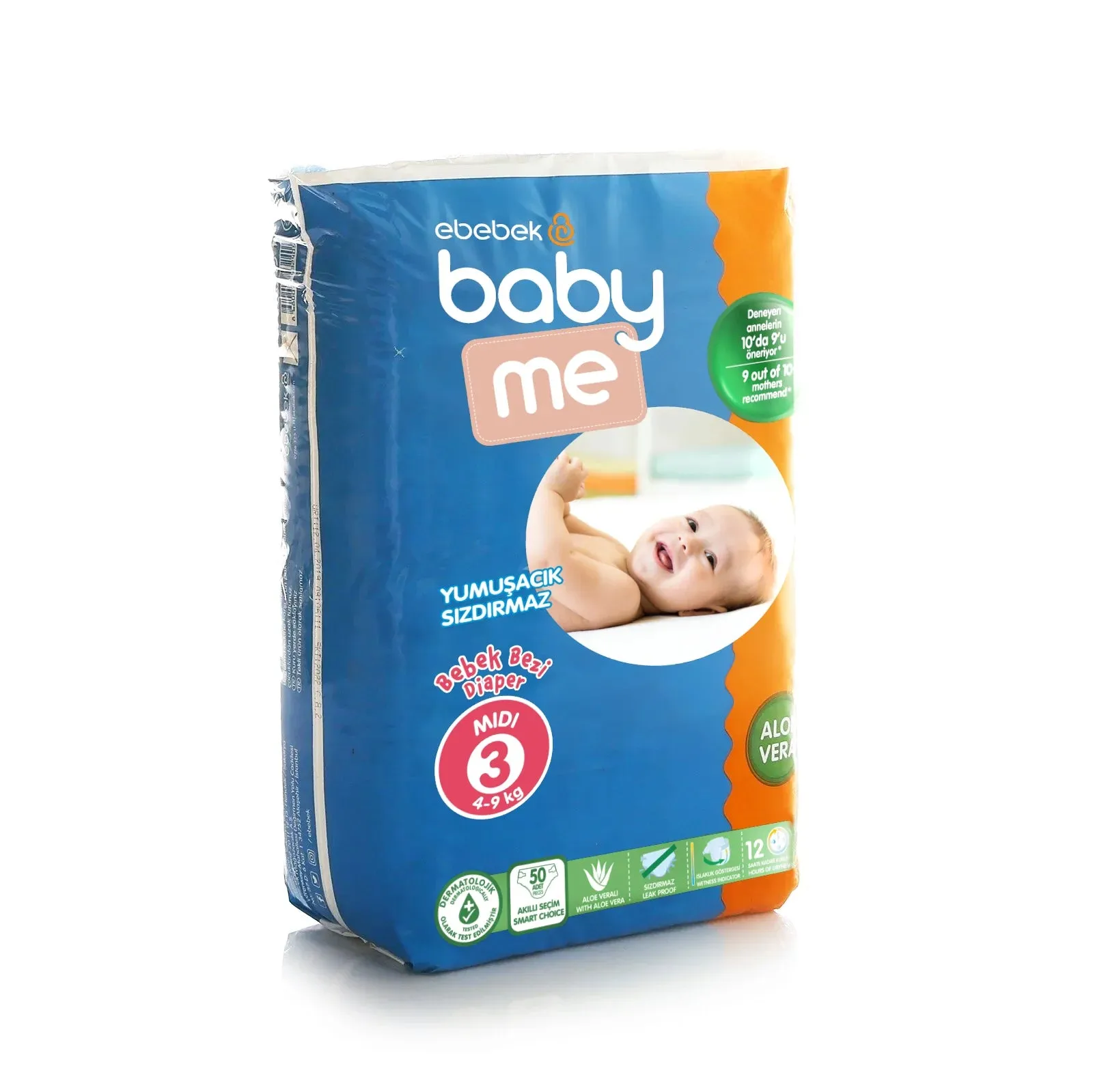 baby me Aloe Vera Midi Number 3 Baby Nappies 4-9 kg 50 pcs