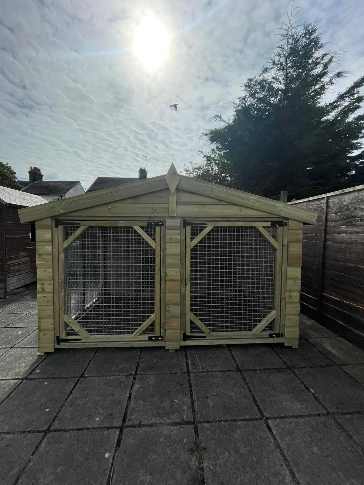 Benchmark Dog Kennel with Apex Roof - Duo 10 x 12ft, Classic Wood Range