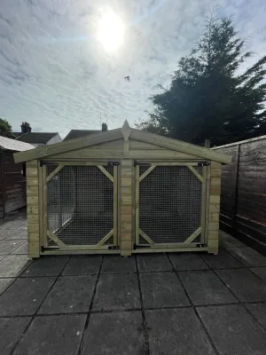 Benchmark Dog Kennel with Apex Roof - Duo 10 x 12ft, Classic Wood Range