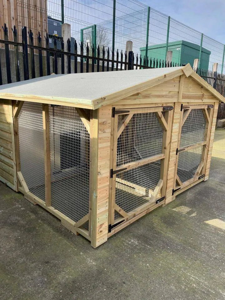 Benchmark Dog Kennel with Apex Roof - Duo 10 x 8ft, Classic Wood Range