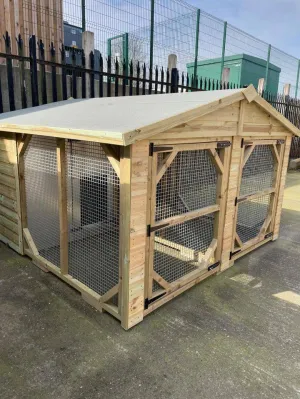 Benchmark Dog Kennel with Apex Roof - Duo 10 x 8ft, Classic Wood Range