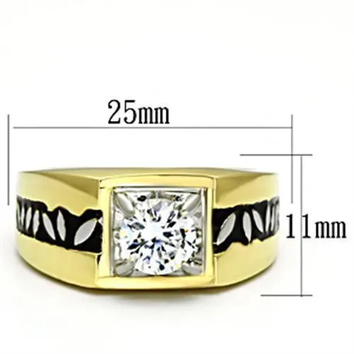 Black Band Design Mens Stainless Steel Ring Cubic
