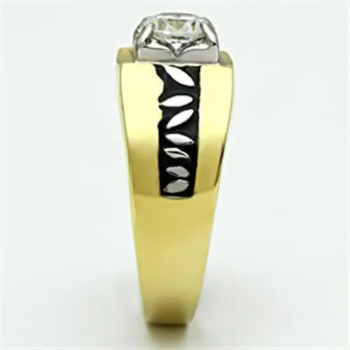 Black Band Design Mens Stainless Steel Ring Cubic