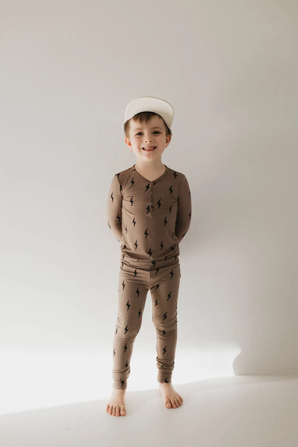 Brown & Black Lightning Bolt | Bamboo Two Piece Pajamas