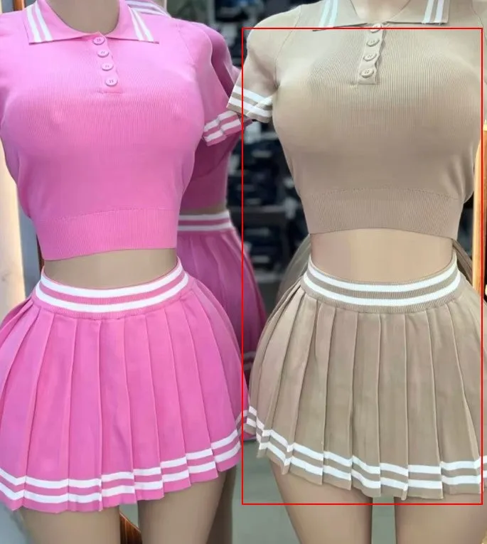 Casual Set Trendy Tops Pleated Skirt Two-piece Set