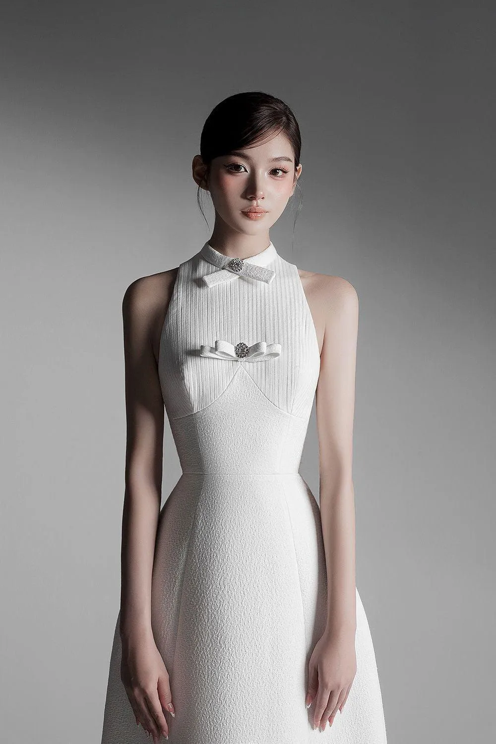 Cilla A-line Sleeveless Jacquard Midi Dress