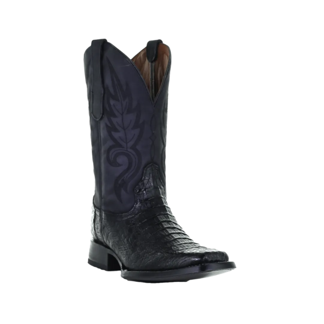 Corral Boots Men's Black Belly Cut Caiman Square Toe Western Boot