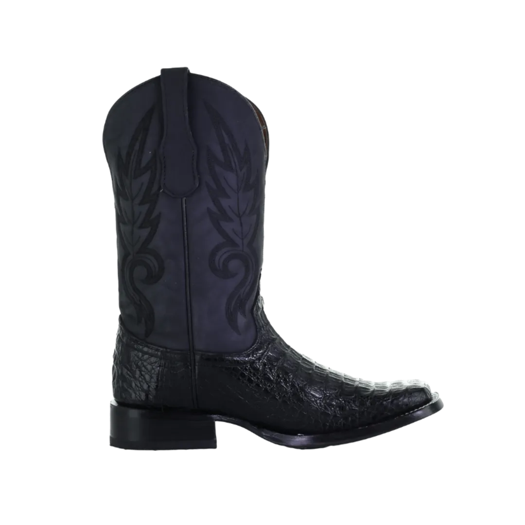 Corral Boots Men's Black Belly Cut Caiman Square Toe Western Boot