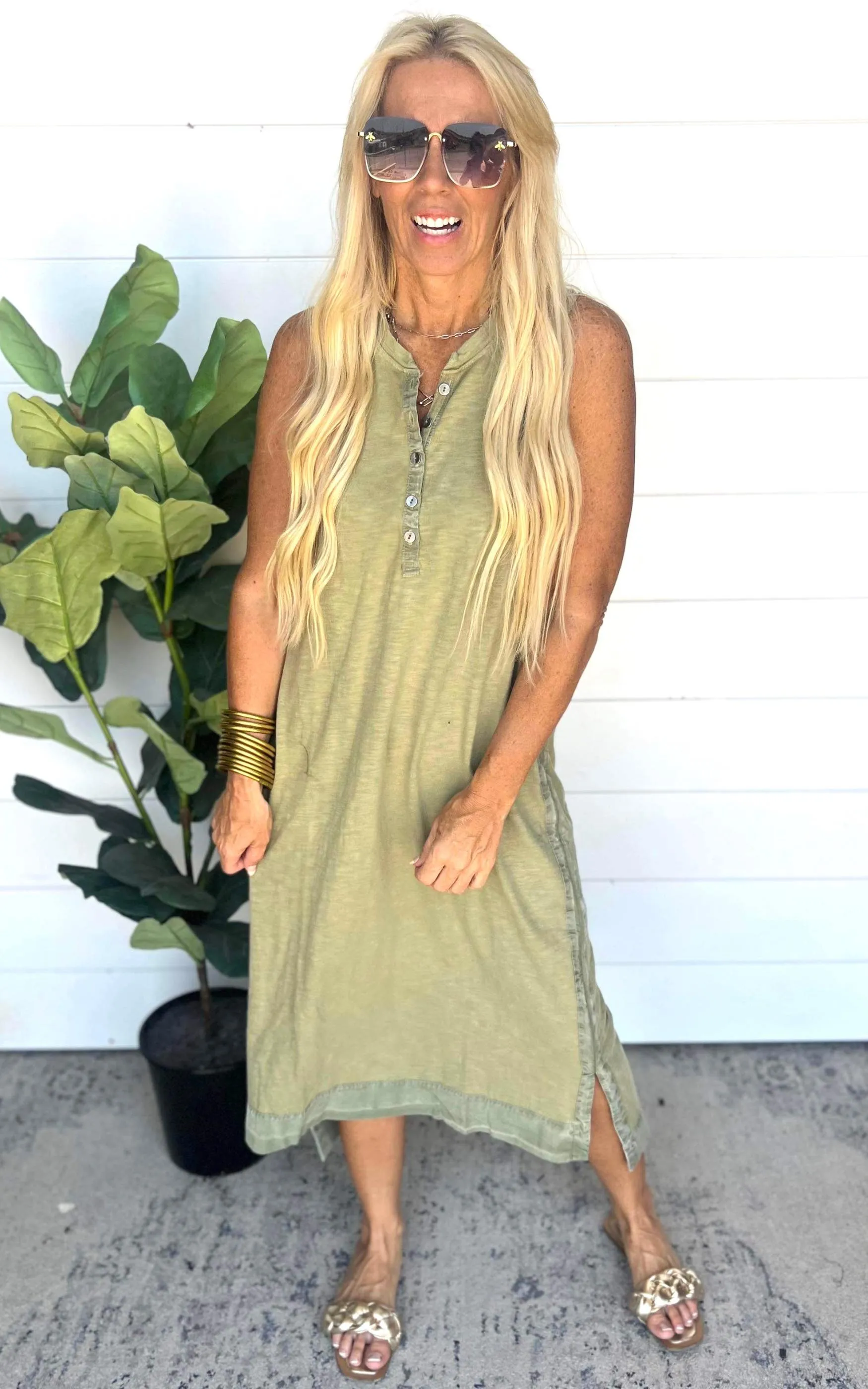 Cotton Mineral Wash Maxi Dress - Final Sale
