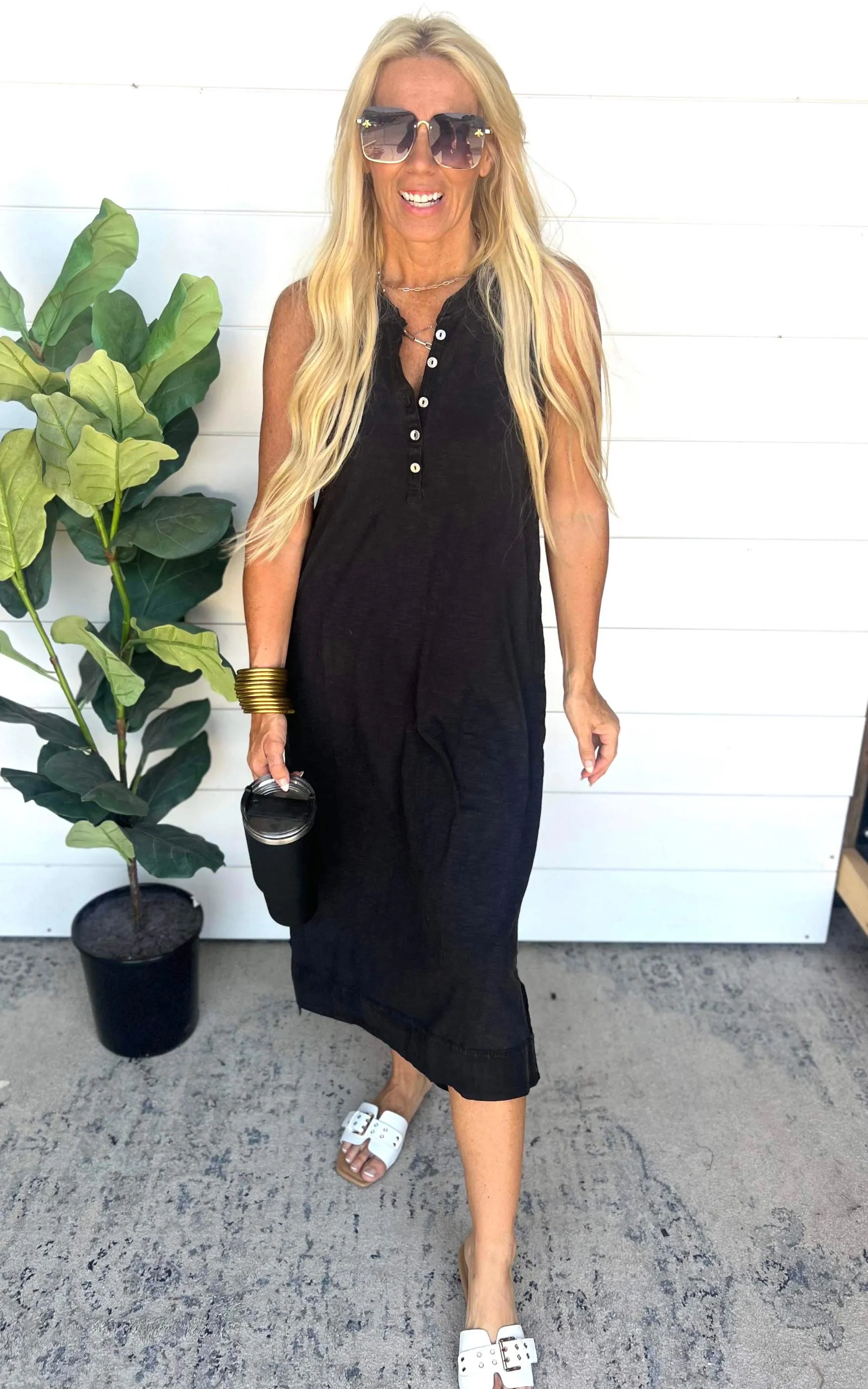Cotton Mineral Wash Maxi Dress - Final Sale