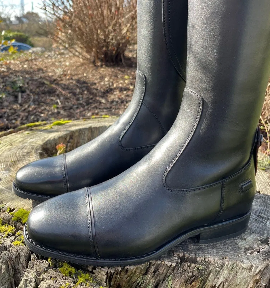 Custom DeNiro Dress Boot - Vintage Brandy Hunter Classic Top with Brushed Brown Piping