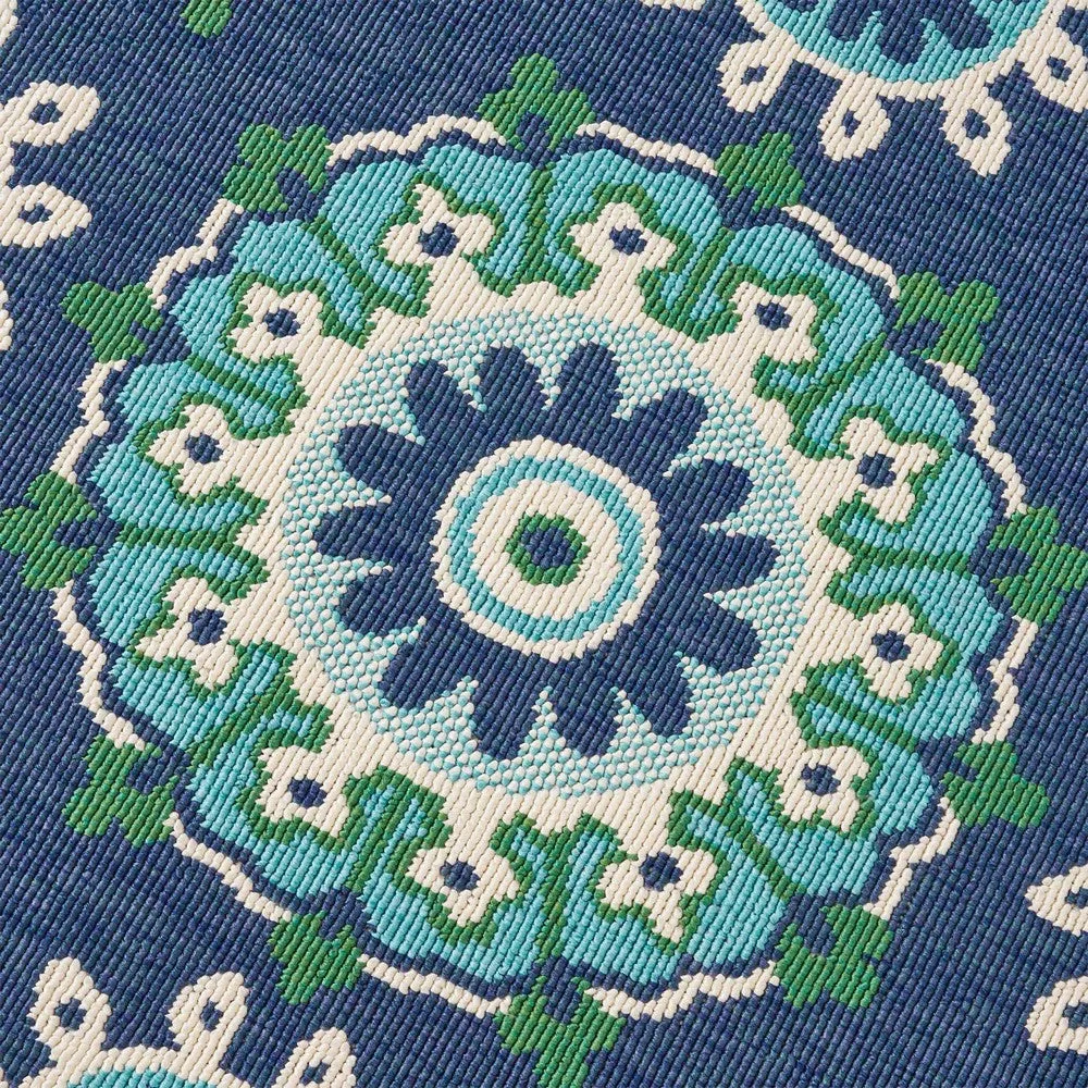 Dian Area Rug, 5 x 7, Power Loom, Navy Blue Floral Details, Indoor Outdoor By Casagear Home
