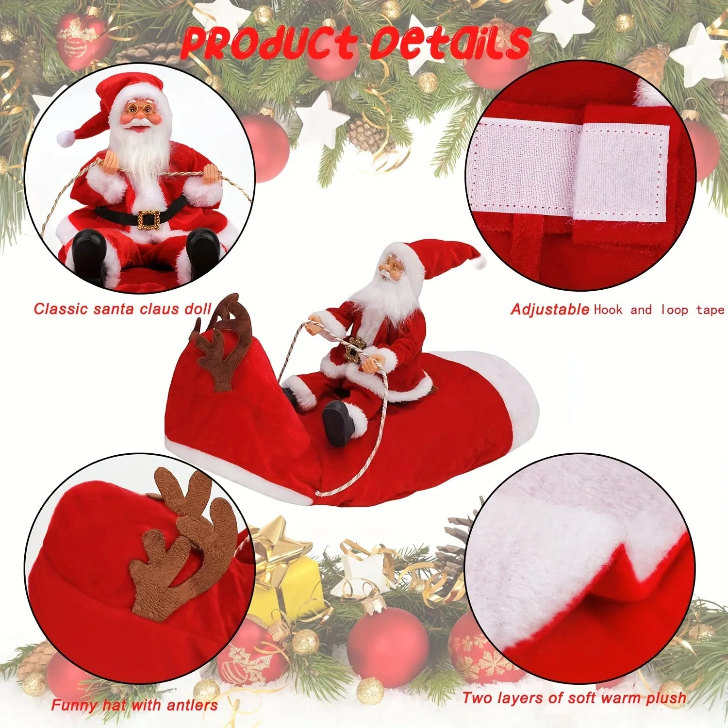 Festive Santa Claus Dog Costume with Adjustable Hook-and-loop Fastener - Red Plush Pet Outfit for Small to Large Breeds, Perfect for Christmas Parties & Photo Ops