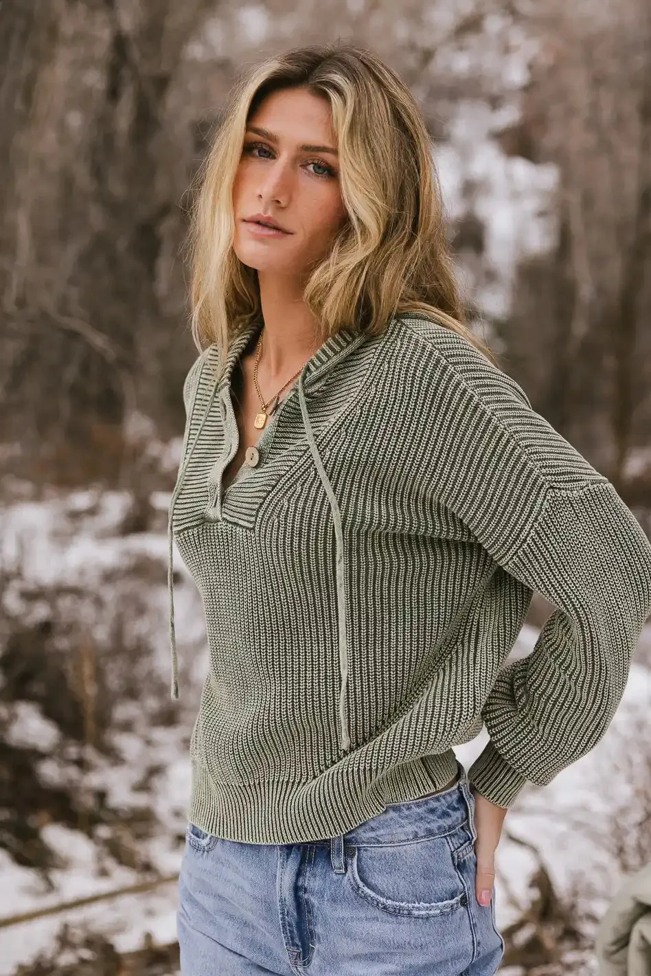 Gia Hooded Henley Sweater - FINAL SALE