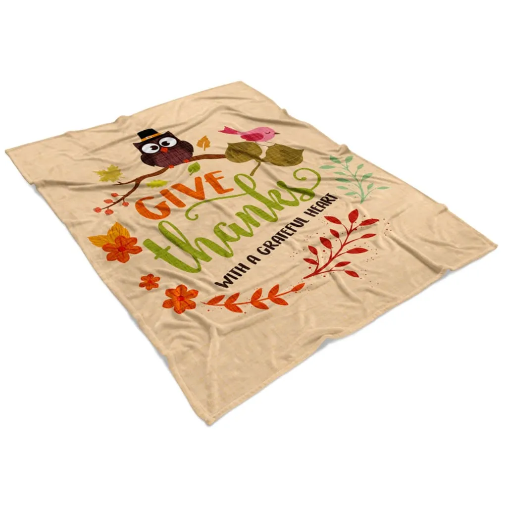 Give Thanks With A Grateful Heart 3 Fleece Blanket - Christian Blanket - Bible Verse Blanket