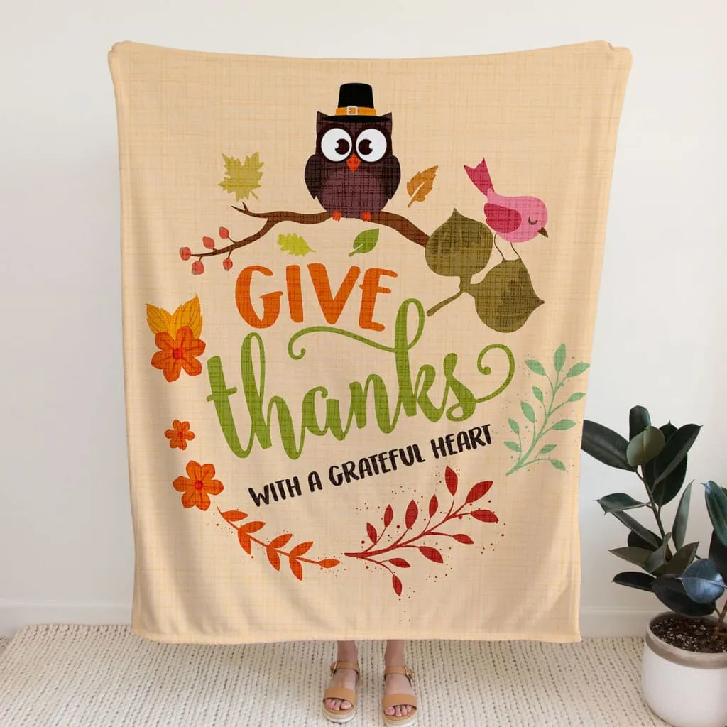 Give Thanks With A Grateful Heart 3 Fleece Blanket - Christian Blanket - Bible Verse Blanket