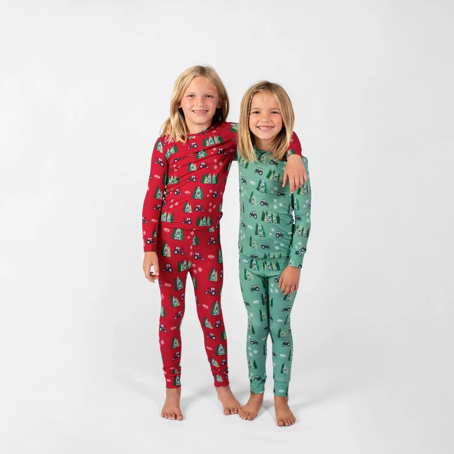 Green Tractor Christmas Toddler/Youth Bamboo Pajamas