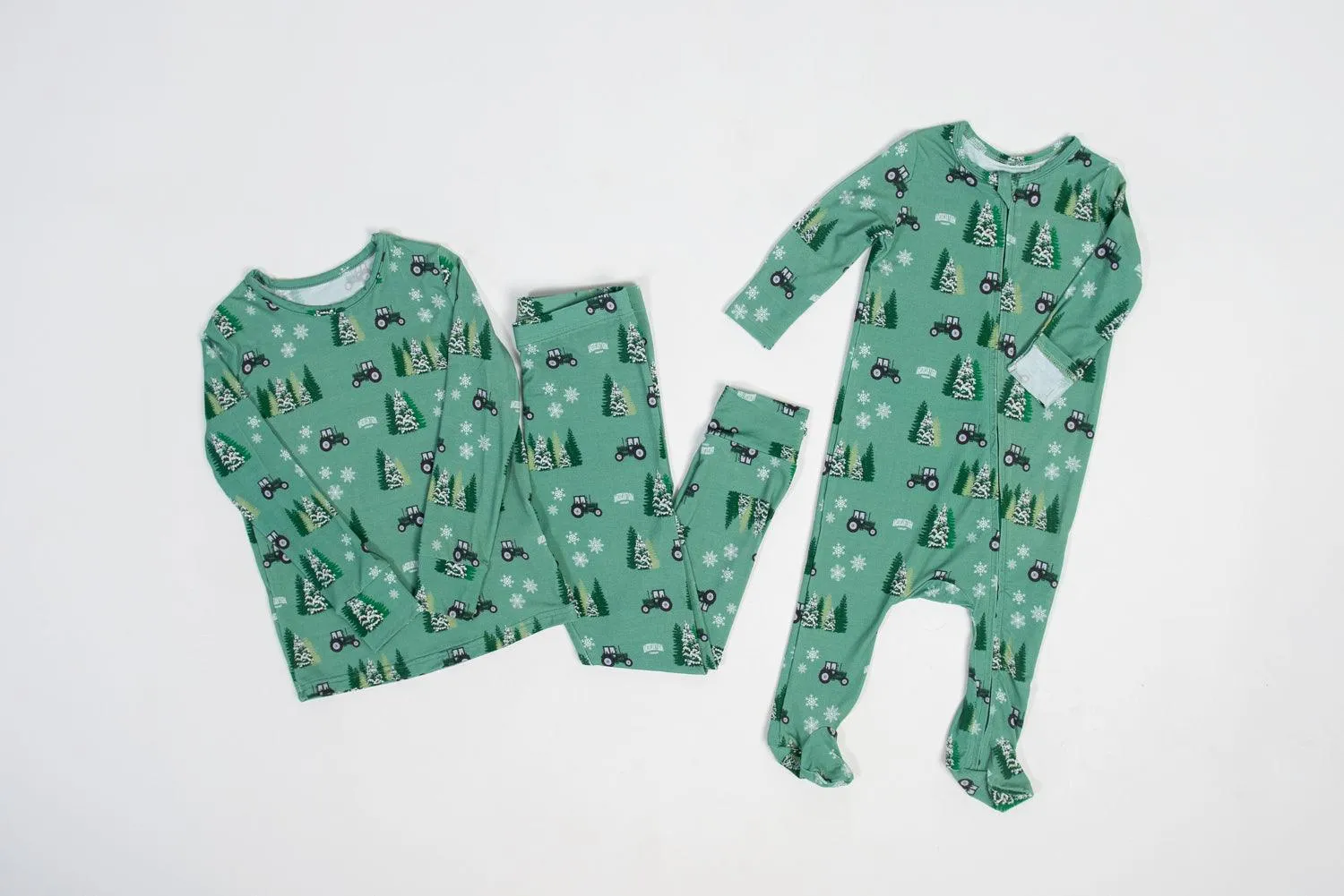 Green Tractor Christmas Toddler/Youth Bamboo Pajamas