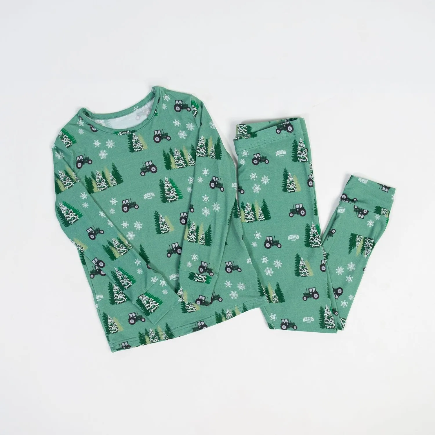 Green Tractor Christmas Toddler/Youth Bamboo Pajamas