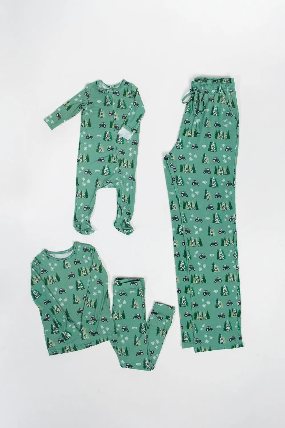 Green Tractor Christmas Toddler/Youth Bamboo Pajamas