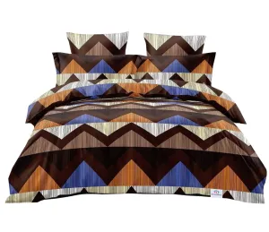 Heart Home Zig Zag Printed Cotton Double Bedsheet with 2 Pillow Covers (Brown)-HS43HEARTH26814