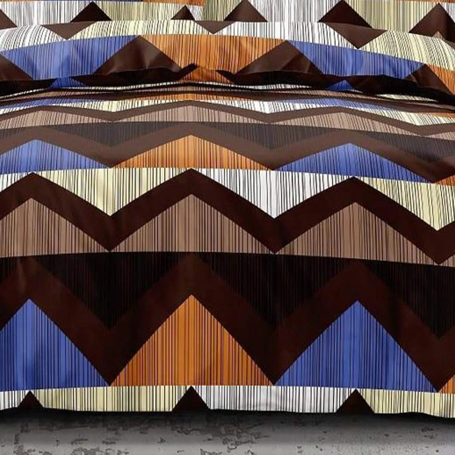 Heart Home Zig Zag Printed Cotton Double Bedsheet with 2 Pillow Covers (Brown)-HS43HEARTH26814