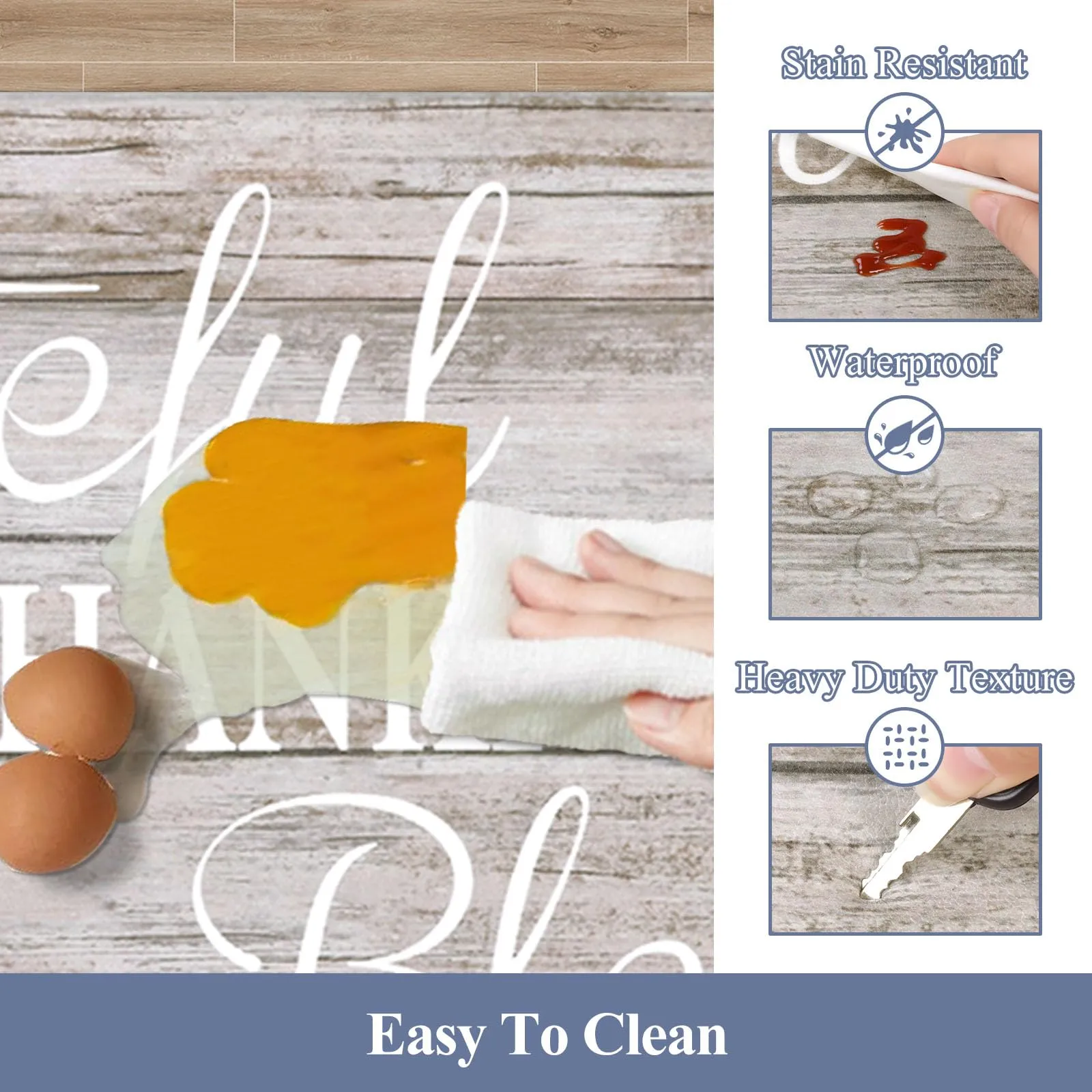 HEBE Anti Fatigue Kitchen Mat Set of 2 Non Slip Cushioned Kitchen Mats for Floor Waterproof Farmhouse Kitchen Rugs and Mats Set Comfort Standing Desk Mat Carpet for Sink,Office,Laundry