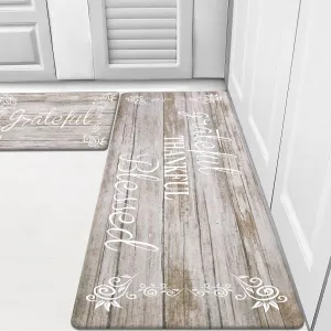 HEBE Anti Fatigue Kitchen Mat Set of 2 Non Slip Cushioned Kitchen Mats for Floor Waterproof Farmhouse Kitchen Rugs and Mats Set Comfort Standing Desk Mat Carpet for Sink,Office,Laundry