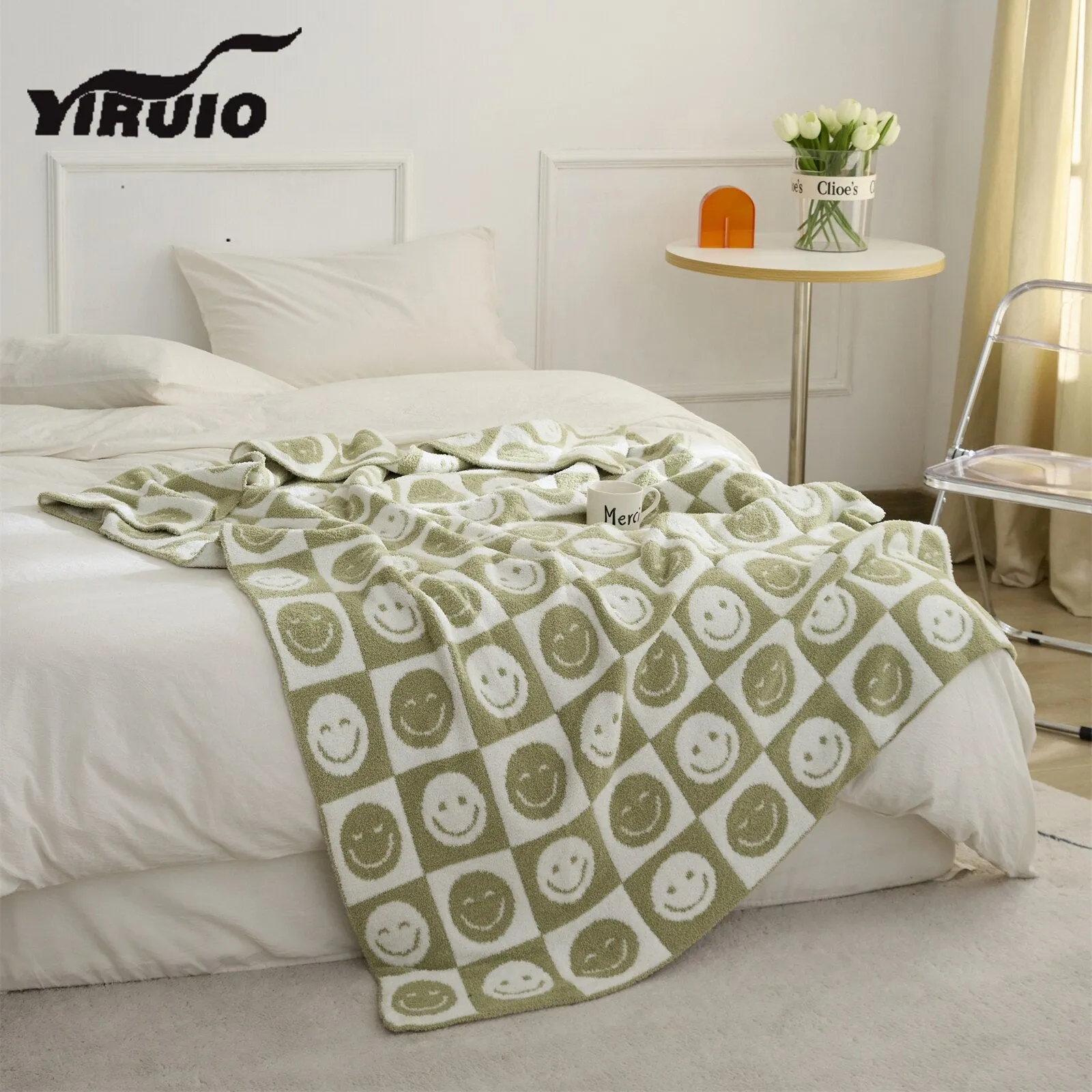 Internet Smile Meme Pattern Blanket with Cute Checkerboard Design
