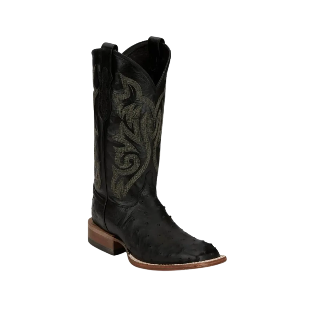 Justin Men's Pascoe Black Full Quill Ostrich Boots